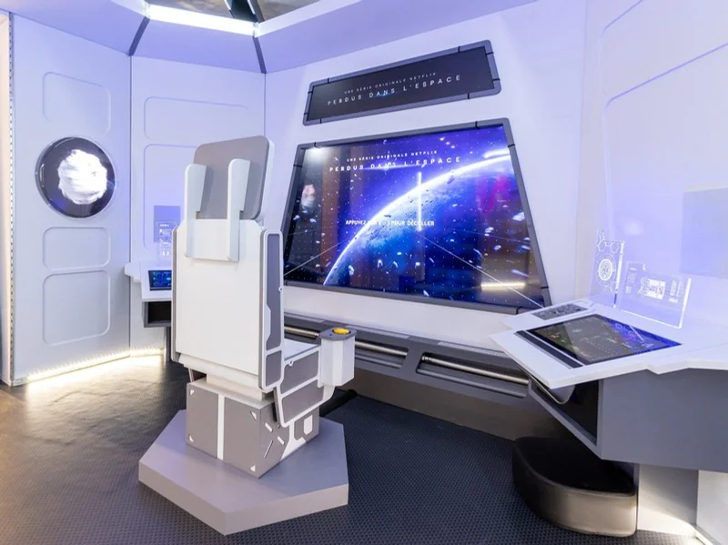Interactive cockpit inside the Lost in Space installation