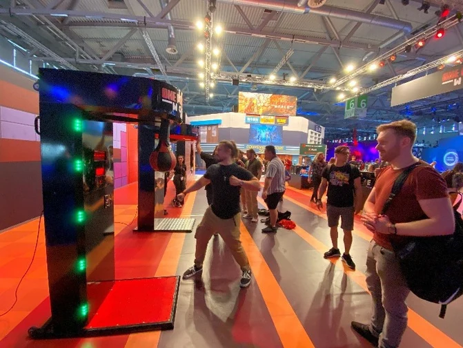Visitors taking part in the One Punch Man punching challenge