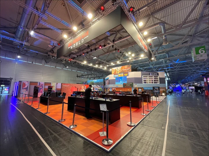 Playable stations inside the One Punch Man: World booth