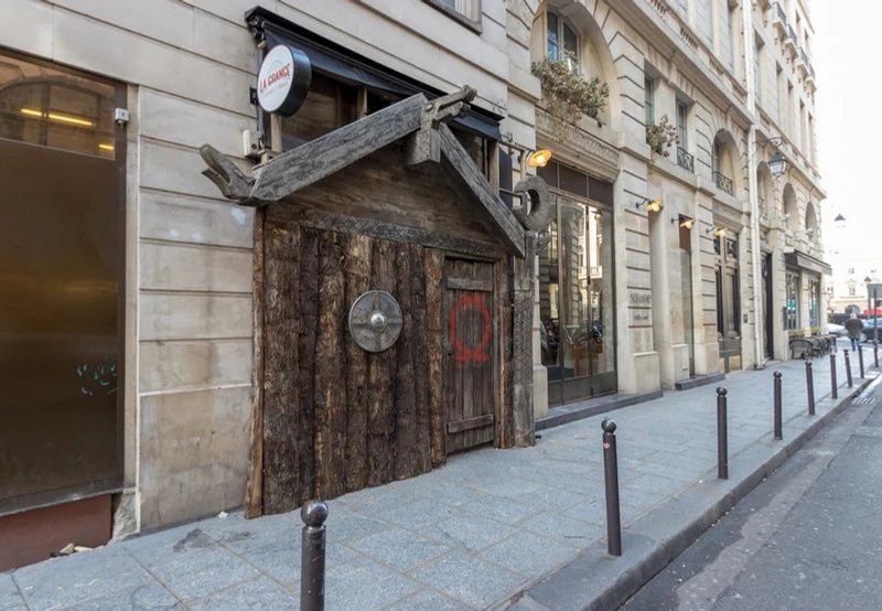 Paris venue transformed with a timber Viking-house entrance