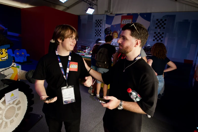 Guests being interviewed inside the LEGO activation